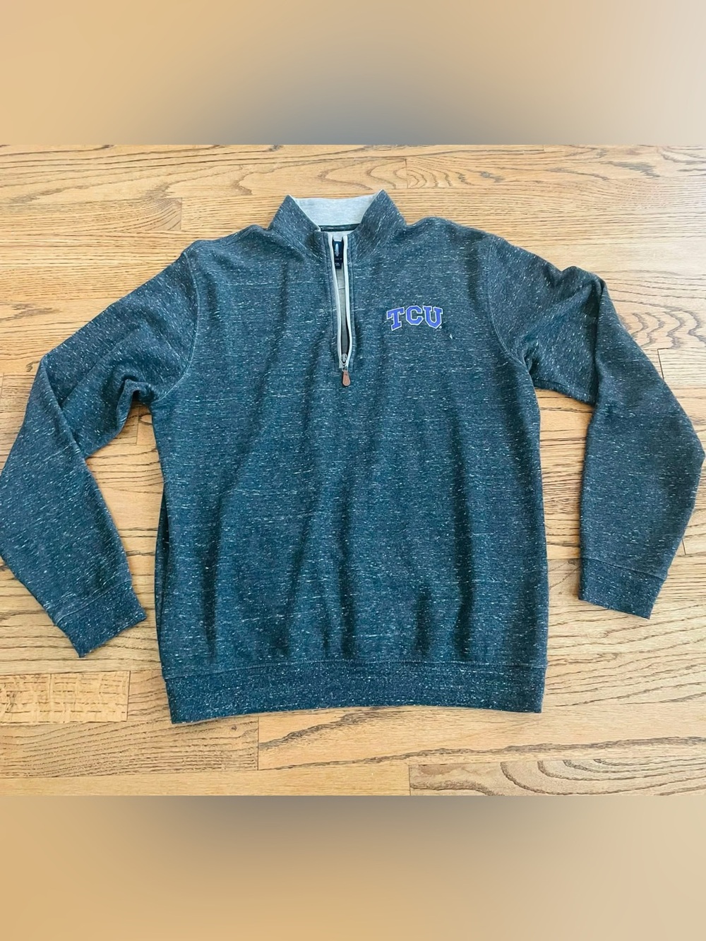 johnnie-O Men's Charcoal Heather Quarter-Zip Sweater with TCU Logo